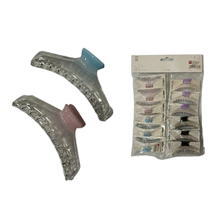 Fermaglio per capelli angolato in plastica da 12 cm con strass, alta qualità, per donna, confezione da 12 pezzi - Product Image 1