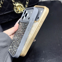 Casing HP Berkilau Sequin untuk iPhone 16 15 14 13 12 11 17 Pro Max 16 Plus 17pro 17Air, Pelindung Belakang Anti Benturan dengan Glitter