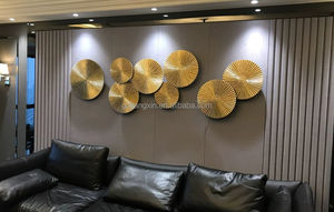 Escultura de Pared de Metal <span class=keywords><strong>Dorado</strong></span> Personalizada, Textura Moderna de Rayos de Sol, Decoración de Pared para <span class=keywords><strong>Hotel</strong></span>/Recibidor/Sala de Estar, para Interiores de Estilo Medio Oriente - Product Image 4