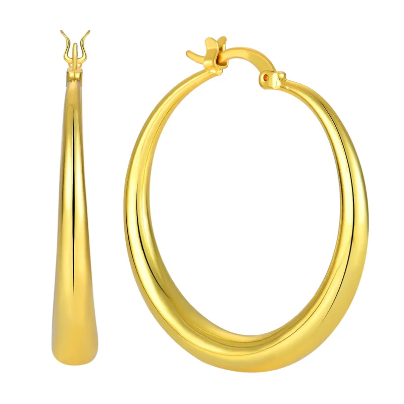 Custom High Quality Brass Hoop Earring Jewellery Design 18K Yellow Gold Plated Brass Earrings for Women