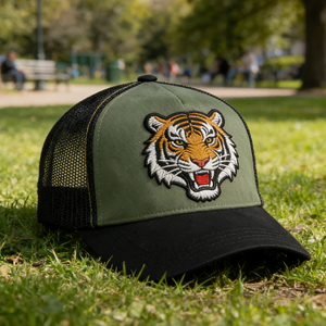 Gorra Trucker de Lona de 5 Paneles con Bordado de Tigre, Ajustable, Transpirable, con Cierre a Presión, Unisex, para Deportes y Actividades al Aire Libre - Product Image 5