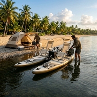 Bateau Catamaran Gonflable Électrique en PVC Léger et Rigide pour Deux Personnes, Stable et Durable pour Lacs et Océans