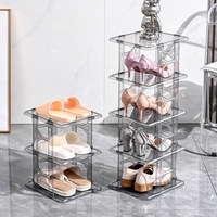 Nouveau support à chaussures carré de style nordique, écologique, simple, multifonctionnel, empilable, pliable, en plastique, pour rangement de chaussures DIY