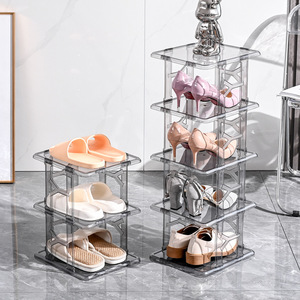 Nouveau style nordique simple support à chaussures multifonctionnel empilable pliable étagère de rangement de chaussures <span class=keywords><strong>bricolage</strong></span> vitrine de chaussures en <span class=keywords><strong>plastique</strong></span> - Product Image 3
