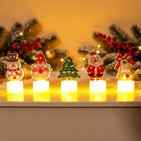 Velas de Té Navideñas TSINYE, 5 Piezas, Velas LED sin Llama con 5 Diseños Festivos, Funcionan con Pilas, para Decoración de Mesa Navideña