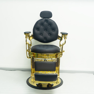 Toonbeeld Goud Luxe Vierkante Rug Lederen Kappersstoel Met Aangepast Logo Geïmporteerd Uit China Voor Kapperszaken - Product Image 3