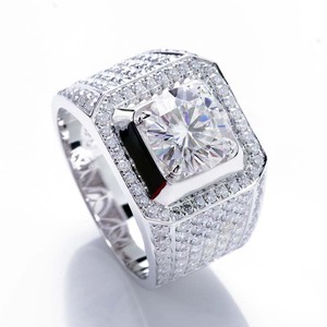 Bague de mariage en or blanc 18 carats style homme <span class=keywords><strong>Provence</strong></span> avec moissanite 3 carats - Product Image 3