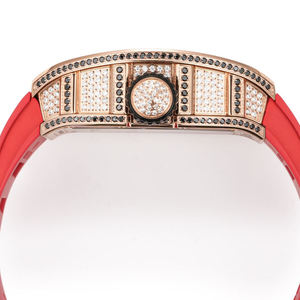 2026 New Rose Gold Diamond Set <b>Red</b> Carp Unique Barrel Shaped Skeleton Mechanical Water Resistant Unisex Watch - Product Image 4