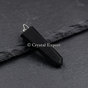 Pendentif pyramide en agate noire, charme classique minimaliste en argent, bijou unisexe, charme de protection - Product Image 3