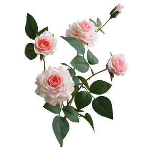 ดอกกุหลาบผ้าไหมประดิษฐ์สีชมพูอ่อน ยี่ห้อ Yihua Floral Art สำหรับตกแต่งบ้าน สไตล์ยุโรป จัดในแจกัน - Product Image 5