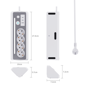 Gran oferta, enchufe de alimentación para el hogar inteligente, enchufe LED, carga rápida, 4 salidas de CA, 16A, cable de extensión nominal de 1,4 M para compatible con la UE - Product Image 2
