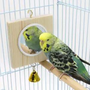 Новая игрушка птица попугай птица ЗЕРКАЛО попугай кусает тренировочное зеркало с колокольчиком