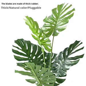 סגנון נורדי מלאכותי גדול ביוני מלאכותי ירוק מונסטרה עלים עץ פלסטיק בקישוט סלון סיר קישוט - Product Image 2
