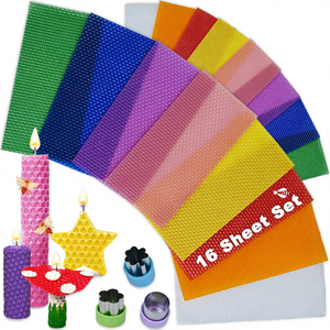 Kit para Hacer Velas <span class=keywords><strong>de</strong></span> <span class=keywords><strong>Cera</strong></span> <span class=keywords><strong>de</strong></span> <span class=keywords><strong>Abeja</strong></span> para Niños - <span class=keywords><strong>Cera</strong></span> <span class=keywords><strong>de</strong></span> <span class=keywords><strong>Abeja</strong></span> 100% Pura, 16 Láminas Multicolores, 6 Herramientas <span class=keywords><strong>de</strong></span> Corte Seguras para Proyectos <span class=keywords><strong>de</strong></span> Manualidades con Velas STEM - Product Image 1