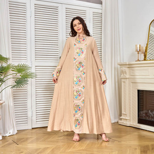Vestido Abaya de Dubái adornado con lentejuelas para mujer de Oriente Medio Europeo Americano, falda larga suelta para exportación de verano - Product Image 4