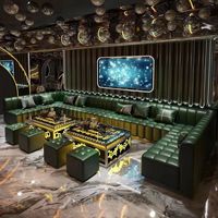 Conjunto de Sofás en Forma de U para Discoteca o KTV, Asientos de Cuero PU, Banqueta con Mesa LED, Muebles para Sala VIP de Club o Bar