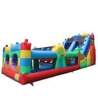 Parcours d'obstacles gonflable personnalisé, jeux sportifs de course palpitants, combinaisons de toboggans gonflables