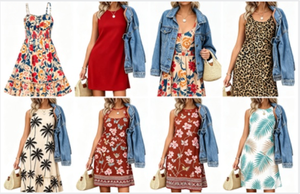 Vestido de Verano Delgado con Cintura Definida, Suave, para el Hogar y Exteriores, Envío Mixto, Surtido Aleatorio, Vestido para Mujer Adulta - Product Image 1