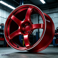 Jantes Concaves Forgées Personnalisées Rouges à 5 Branches 17 18 19 20 21 22 Pouces 5x120 5x114.3 5x112 5x130 pour Voitures Sportives Audi Porsche Corvette