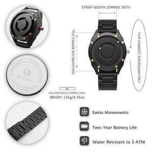 Nuevo reloj EUTOUR para hombre y mujer, par <span class=keywords><strong>de</strong></span> relojes <span class=keywords><strong>de</strong></span> pulsera <span class=keywords><strong>de</strong></span> cuarzo con rodamiento <span class=keywords><strong>de</strong></span> bolas magnético sin <span class=keywords><strong>cristal</strong></span>, pulsera <span class=keywords><strong>de</strong></span> acero inoxidable para hombre - Product Image 6