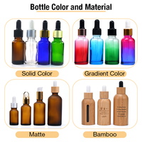 Flacon compte-gouttes en verre essentiel noir mat bleu ambre de 15 ml 30 ml 50 ml 100 ml pour huile capillaire sérum avec boîte d'emballage
