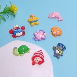 Resina Plana con Diseños de Dibujos Animados de la Serie Oceánica: Concha, Tortuga, Foca, Cangrejo, Delfín. Suministros para Manualidades DIY, Material Decorativo para Carcasas de Teléfono. - Product Image 6