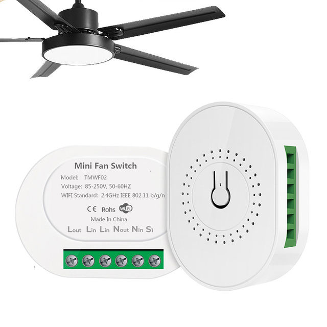 Tuya WiFi Fan Speed Control Switch Smart Home Remote Control APP Voice Timing Ceiling Fan On-Off Mini Module Works Alexa Google