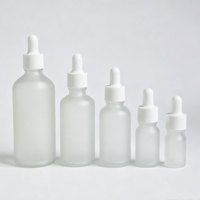Flacon compte-gouttes en verre dépoli avec couvercle blanc, 5ml, 10ml, 15ml, 30ml, 50ml, 100ml, pour produits de beauté, maquillage, huiles essentielles, baume à lèvres, vente en gros