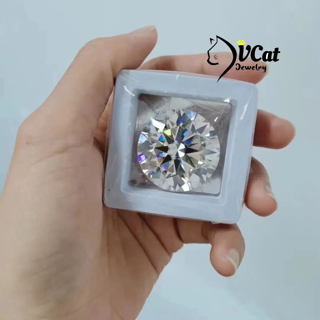 Sıcak satış 8 kalp 8 ok yuvarlak şekil Moissanite D renk serbest moissanit 1 2 3 karat 6.5mm 8.0mm Carat fiyat karat başına