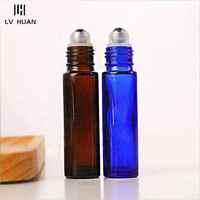 Flacons roll-on en verre dépoli de 10 ml, bleu cobalt, ambré, vides, pour huiles essentielles et parfums, sérigraphiés Zhejiang