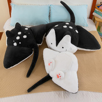 Nouveauté : Adorable peluche chat manta ray, jouet en peluche, décoration d'intérieur, cadeau d'Halloween, peluche chat ray noir douce