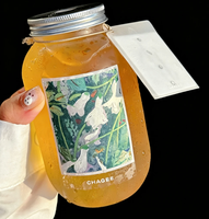 Bouteille en plastique ronde personnalisée de 12 oz et 16 oz pour thé au lait, jus de fruits, boissons gazeuses, cola, jetable avec couvercles