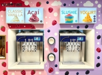 Máquina de helado suave YourTime 40L/h con 3 boquillas, bomba de aire, para yogur helado, precio de fábrica, de mostrador, Sundae Flavorama, depósito