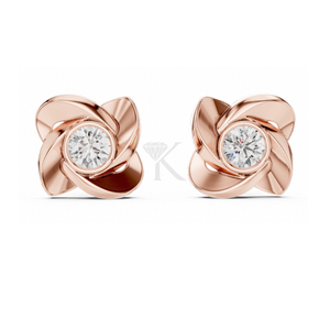 Pendientes de Diamantes con Diseño de Molinillo Escultural, con Piedra Central Redonda y Cierres de Rosca Seguros, Joyería Fina Elegante y Minimalista - Product Image 5