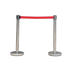 Barriera di Sicurezza Retrattile Estensibile a Pavimento in Acciaio Inox, Cordoniera di Delimitazione da Un Metro per Banche - Product Image 1