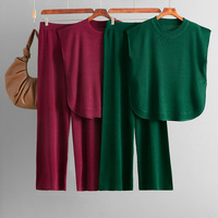 Ensemble deux pièces pour femme, pull en tricot uni, ensemble décontracté, vêtements à la mode pour femmes