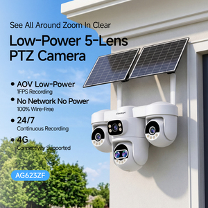 Caméra solaire 4G multi-lentilles 15MP avec zoom 10X, batterie rechargeable 16000mAh, détection cinq directions, vision nocturne, PTZ extérieur AG623ZF - Product Image 2
