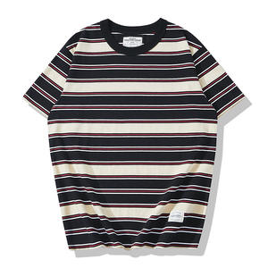 T-shirt Casual <span class=keywords><strong>da</strong></span> uomo in cotone 100% per l'estate con Design a righe multicolore pesante girocollo allentato manica corta digitale <span class=keywords><strong>mare</strong></span> - Product Image 3