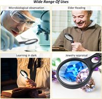Handheld Illuminated Magnifying Glasses Magnifier with Light LED 3X 45X High Magnification for Reading