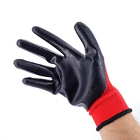 Gants enduits de nitrile robustes résistants à l'huile rouge lisse noir avec poignée ferme gants de travail de protection pour la sécurité de la construction