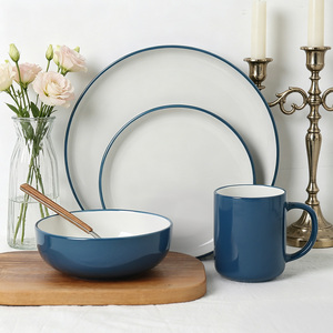 <span class=keywords><strong>Service</strong></span> de <span class=keywords><strong>vaisselle</strong></span> en céramique classique, assiettes, bols et tasses en grès pour la famille, restaurant, fête, banquet, <span class=keywords><strong>service</strong></span> pour 4 personnes, vert <span class=keywords><strong>bleu</strong></span> - Product Image 1