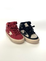 Baskets montantes vintage pour enfants, style rétro avec empiècements en cuir, fermeture à lacets, semelle en caoutchouc antidérapante, chaussures décontractées pour la marche quotidienne des enfants