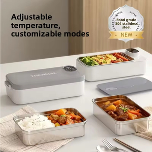 Boîte à lunch chauffante électrique portable rechargeable avec affichage numérique intelligent, en acier inoxydable 304, capacité de 1 litre, pour le bureau et l'extérieur - Product Image 4