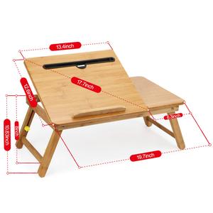 ถาดไม้ไผ่รองเตียงแล็ปท็อปปรับได้โต๊ะพับได้โต๊ะแล็ปท็อปพร้อมลิ้นชัก - Product Image 3