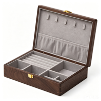 Boîte de rangement rectangulaire haut de gamme en bois massif avec couvercle miroir motif floral et oiseaux, idéale pour bijoux, cadeaux et décoration de bureau à domicile