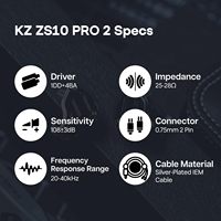 Auriculares Intrauditivos Híbridos Fone KZ ZS10 Pro 2 1DD+4BA con Cable, 4 Interruptores de Ajuste, Tecnología de Crossover de 3 Vías, Auriculares IEM de Alta Fidelidad