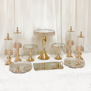 Nampan Kue Logam Bulat untuk Pajangan Kue Pernikahan, Meja Teh dan Hidangan Penutup, Set Besi dan PC, Dekorasi Pernikahan, Peralatan Kue - Product Image 6