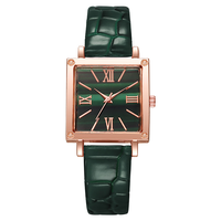 Montre à quartz pour femme avec bracelet en cuir carré, style luxueux et élégant, mode et simplicité, cadran romain tendance et classique