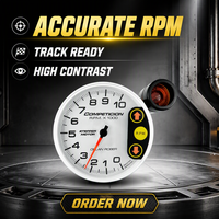 MrGauge 125mm Tachometer Mobil Motor Stepper Warna Putih 0-10000RPM Pengukur RPM Balap dengan Lampu Shift untuk Kendaraan 832 P 10K