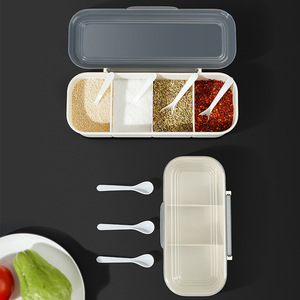 Ensemble de pots à épices Chaozhou, taille L, avec compartiments, cuillère et couvercle en plastique pour la conservation de la fraîcheur, utilisation en cuisine - Product Image 3